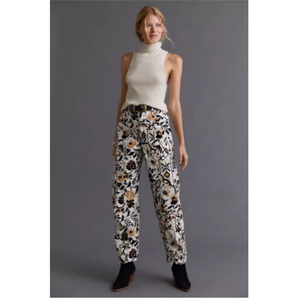 Anthropologie cargo geometric floral print pants Sz. 8